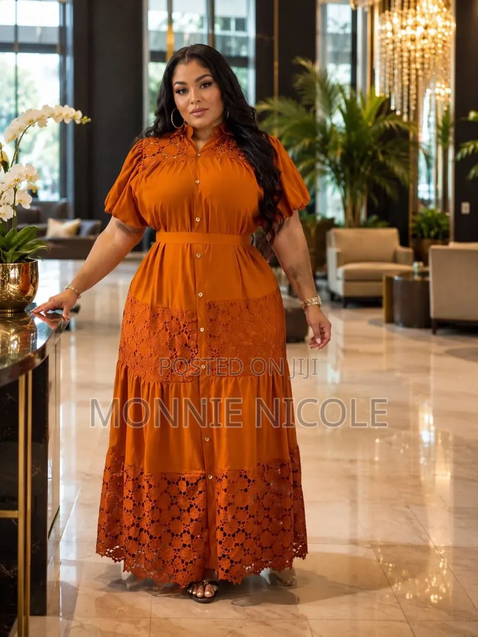 Yay High Quality Orange Maxi Dress