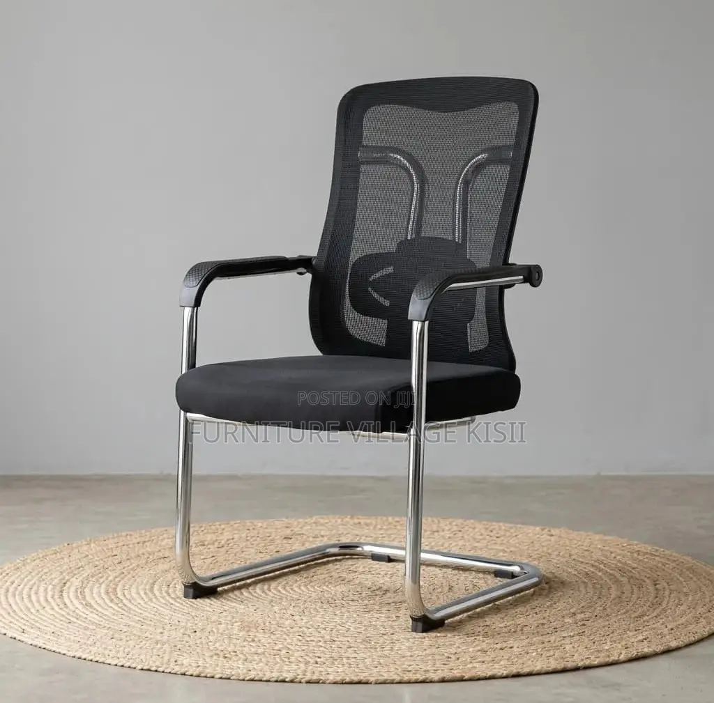 Office Chair; Black Orthopedic Mesh Guest Chair