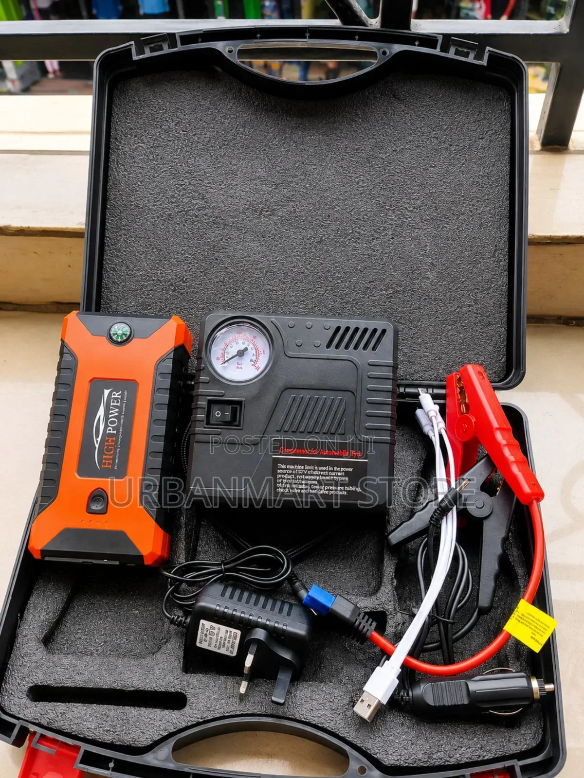Car Battery Jump Starter Kit With 12V Air Compressor