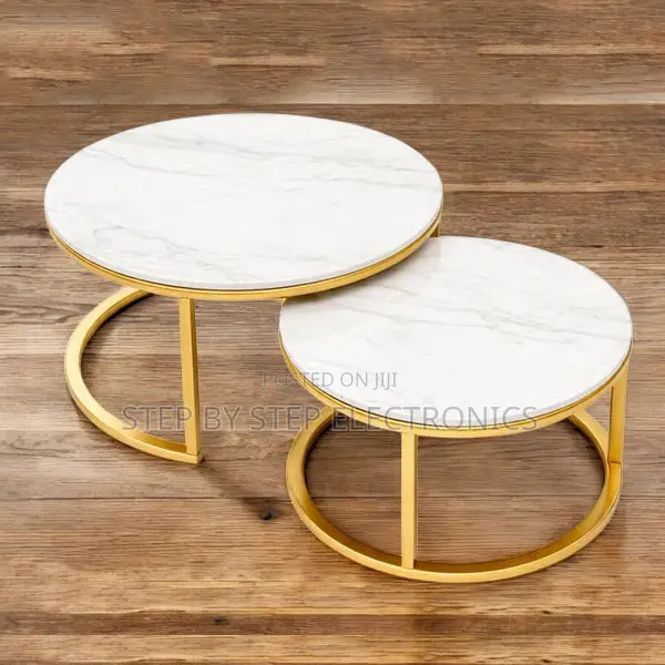 Versatile Style 2 in 1 Marble Top Gold Stand Nesting Coffee Table