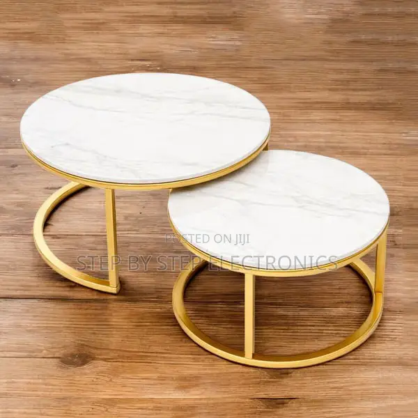 Versatile Style 2 in 1 Marble Top Gold Stand Nesting Coffee Table