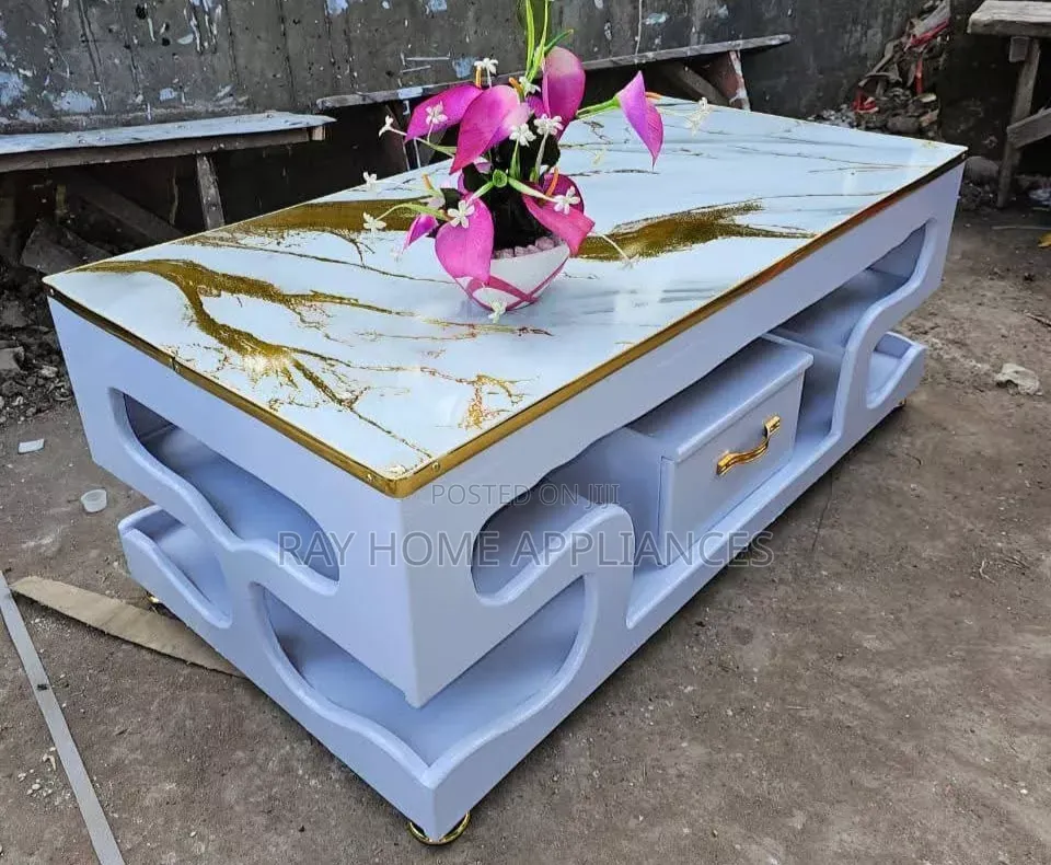 White Coffee  Table With Marble Topping