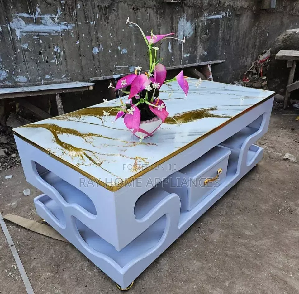 White Coffee  Table With Marble Topping