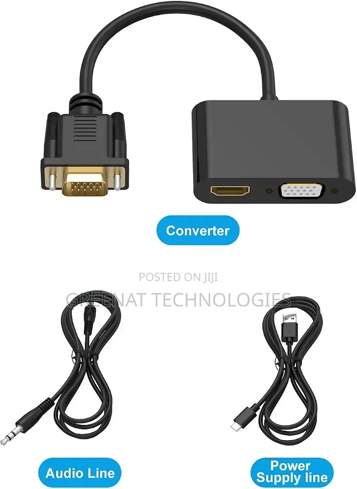VGA to HDMI VGA Adapter 1080P VGA Splitter Charging & Audio Cable