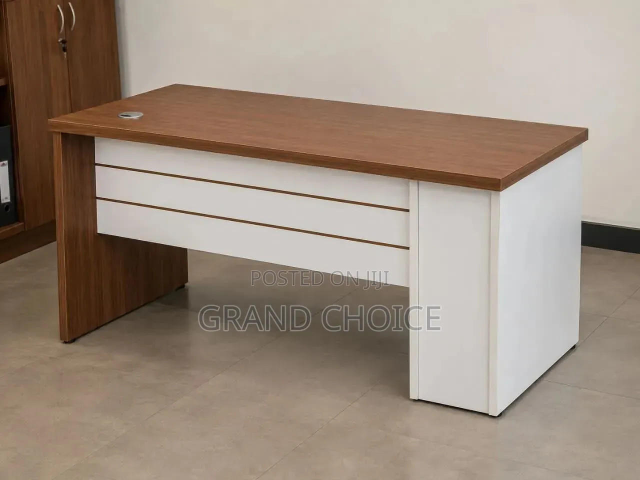 Wooden Managerial Desk With Side Storage