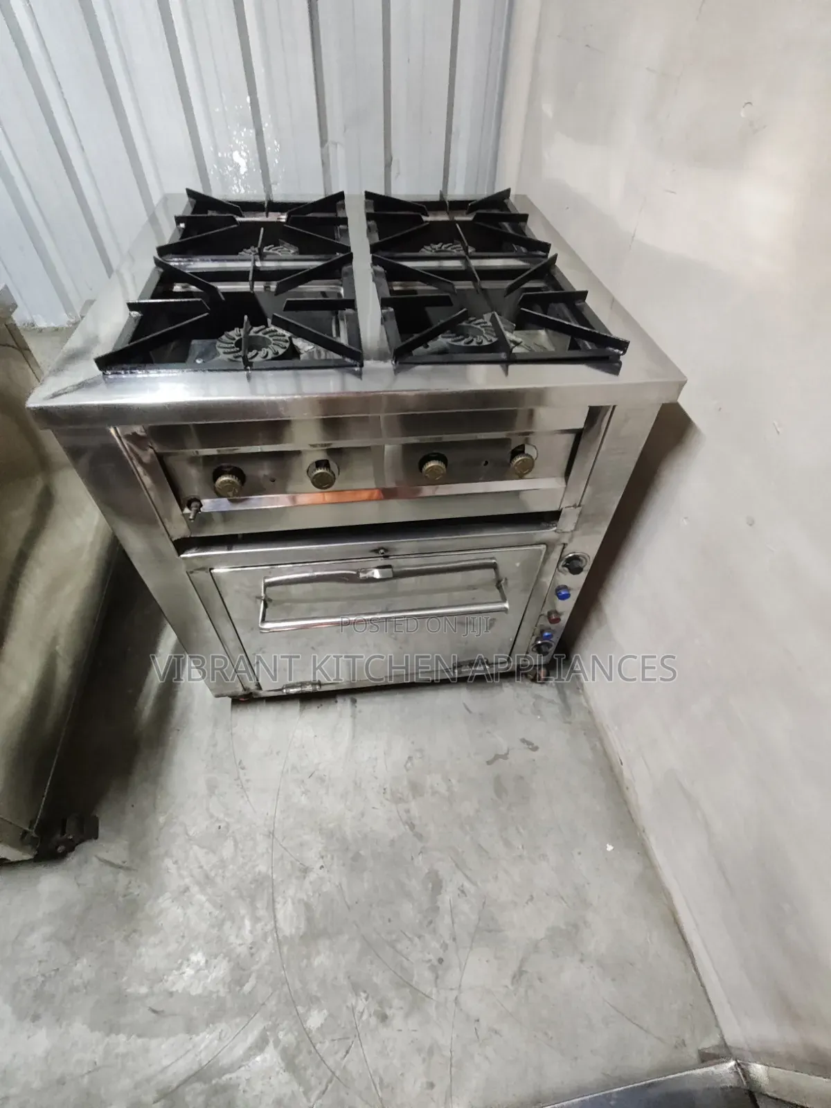 4-Burner Stainless Steel Commercial Cooker With Oven