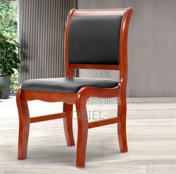 Office Chair : Wooden Frame Leather Padded Office Chair