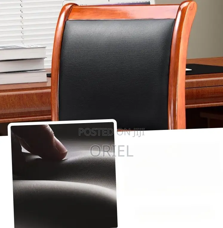Office Chair : Wooden Frame Leather Padded Office Chair