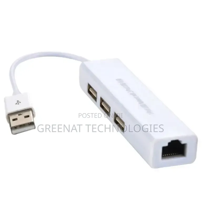 3-Port USB Hub With RJ45 Ethernet Adapter