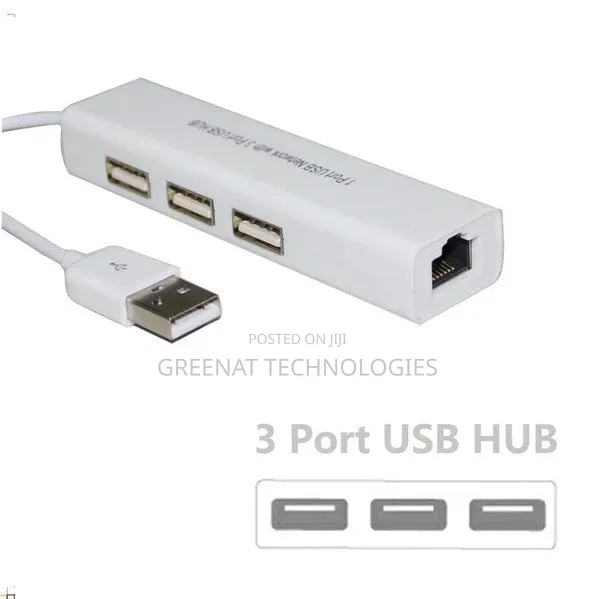USB2.0 to Ethernet RJ45 Lan Network With 3 Port USB 2.0 HUB Adapter