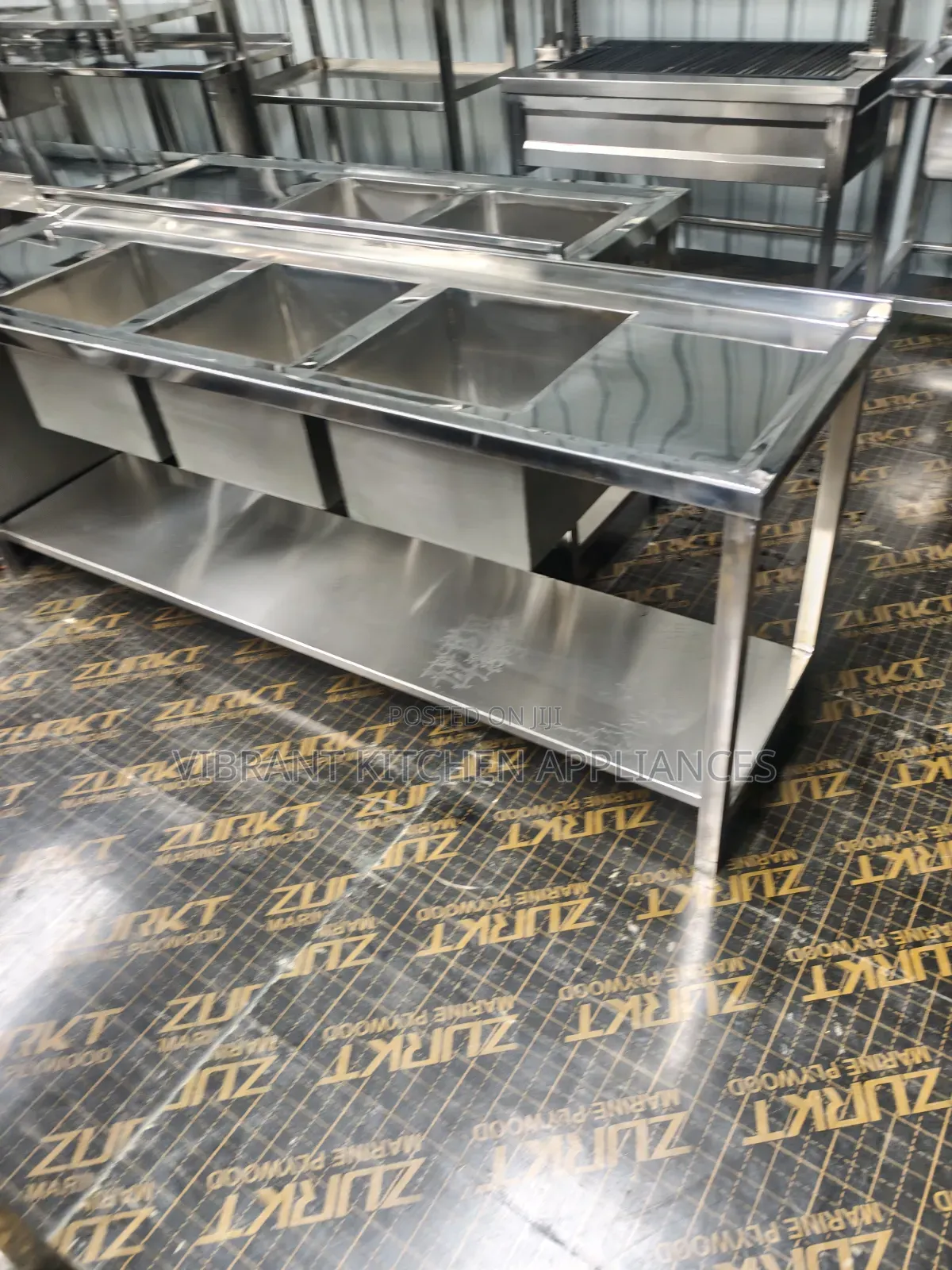Stainless Steel Triple Bowl Commercial Sink – 2 Metres
