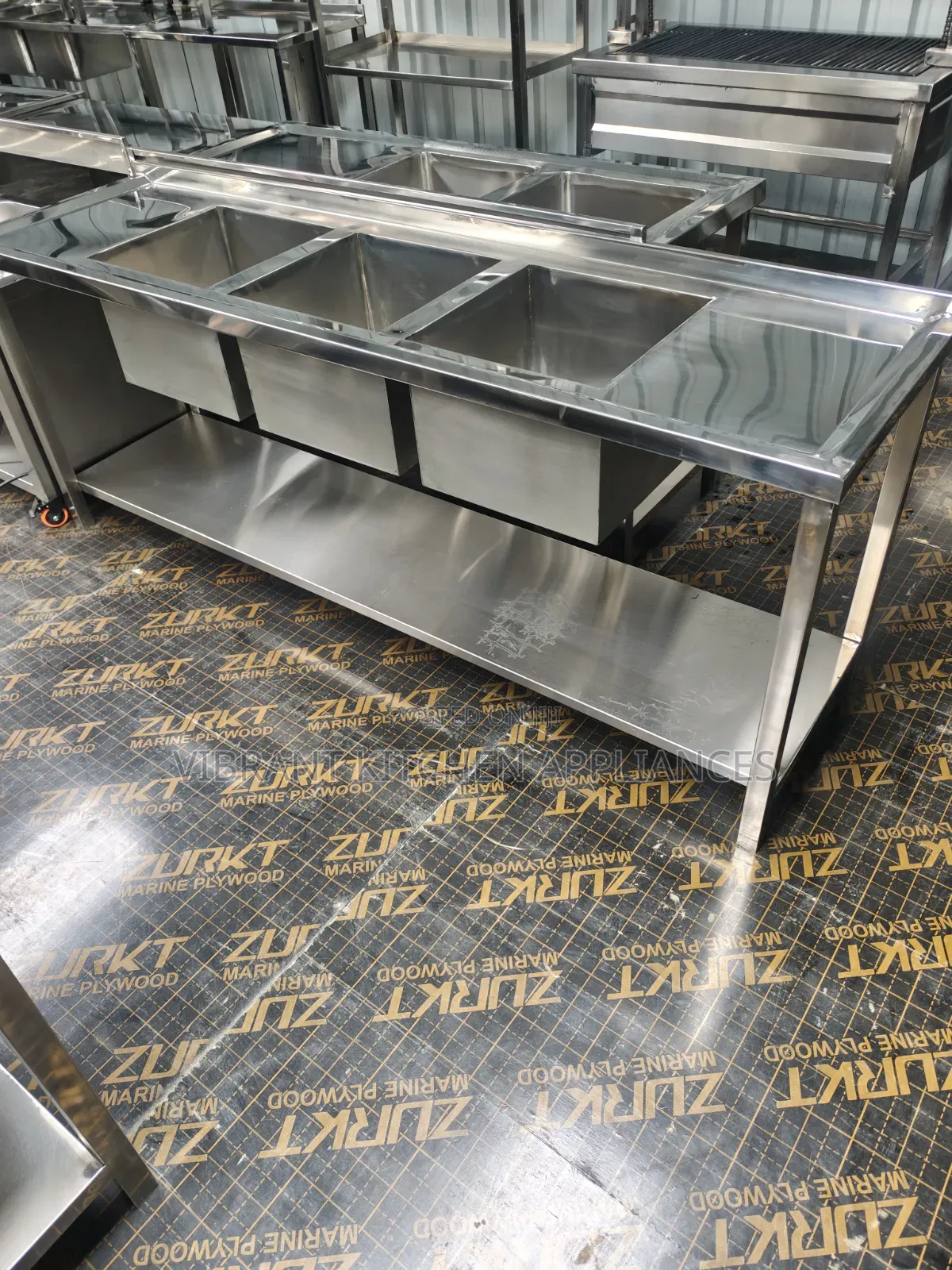 Stainless Steel Triple Bowl Commercial Sink – 2 Metres