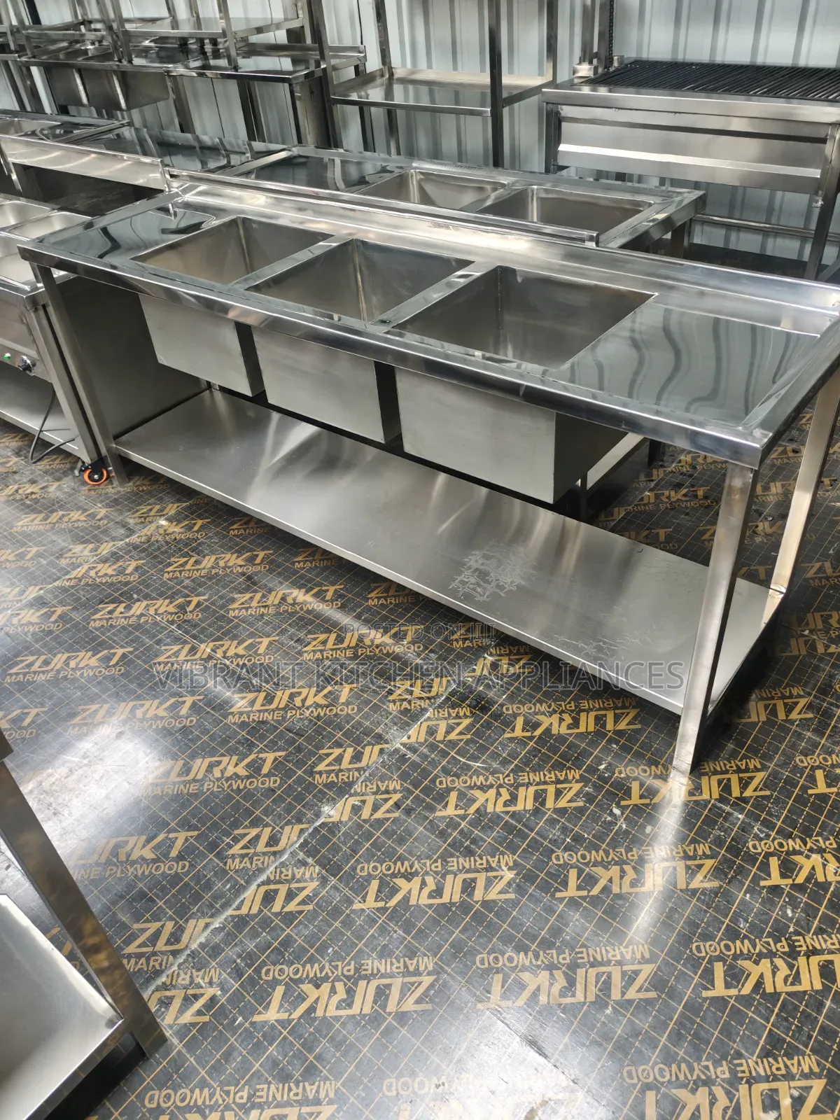 Stainless Steel Triple Bowl Commercial Sink – 2 Metres