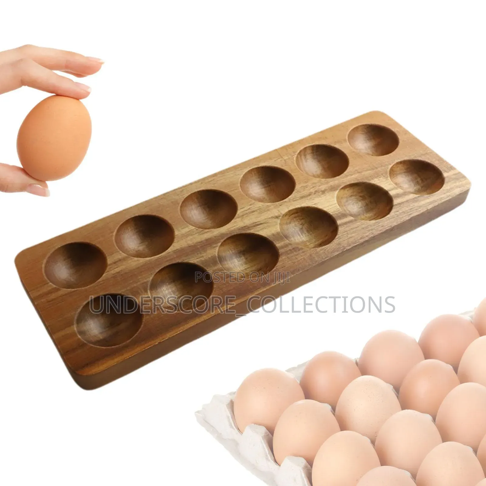 *12pc Wood Egg Holder, Wooden Baking Egg Storage Tray, Nordic Storage