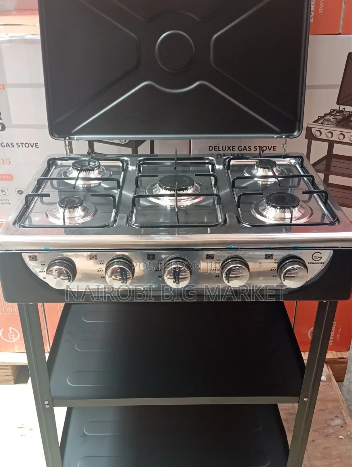 Eurochef 5 Burner Standing Cooker With Shelves