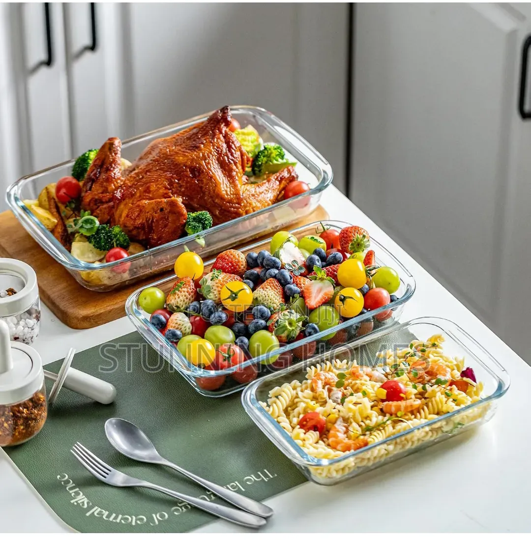 Set of 3 Glass Baking Trays
