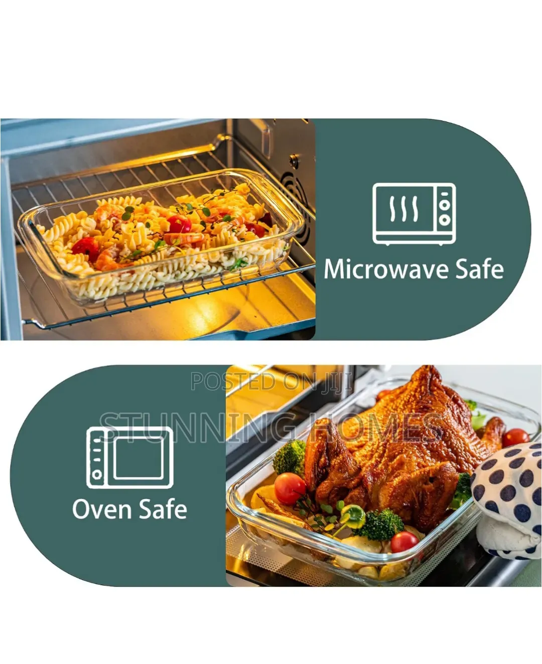 Set of 3 Glass Baking Trays