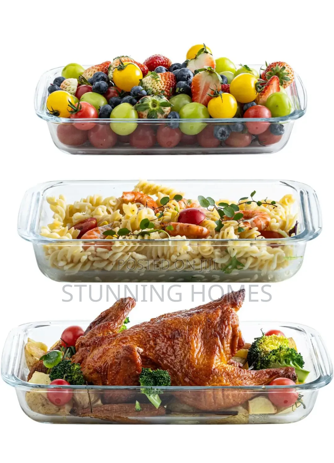 Set of 3 Glass Baking Trays