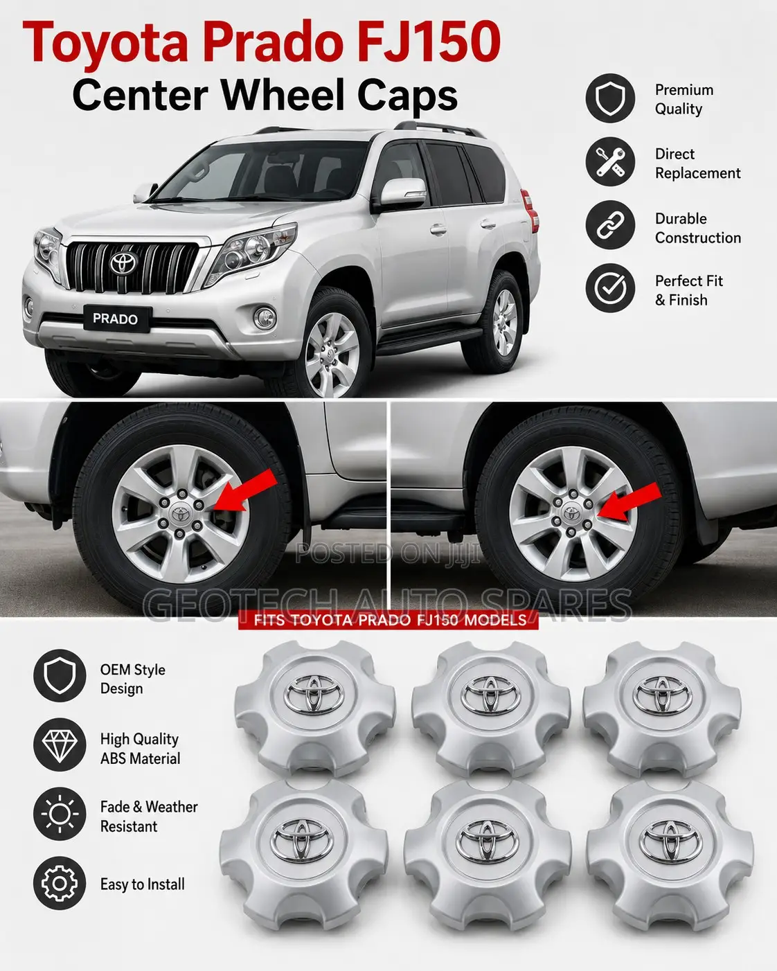 Toyota Prado 150 Center Wheel Hub Caps