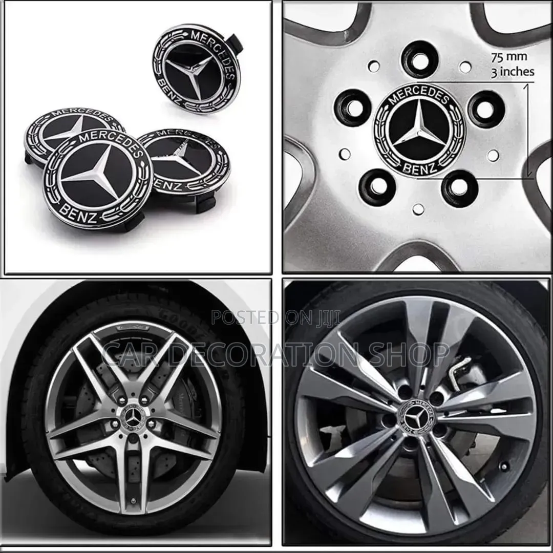 4pcs Mercedes Benz Centre Caps With Classic Chrome Star Wreath Design