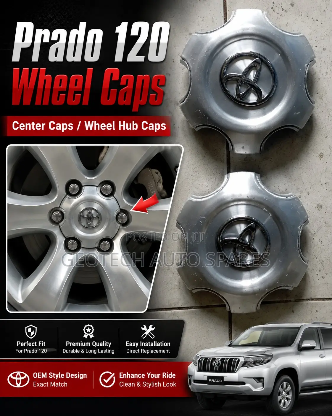 Toyota Prado 120 Wheel Caps Set – Centre Rim Cover Caps