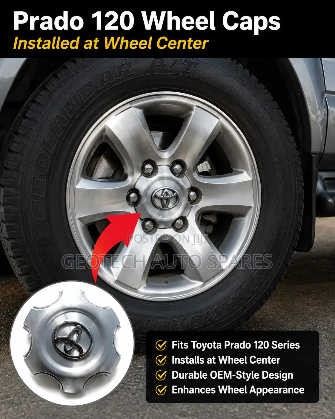 Toyota Prado 120 Wheel Caps Set – Centre Rim Cover Caps