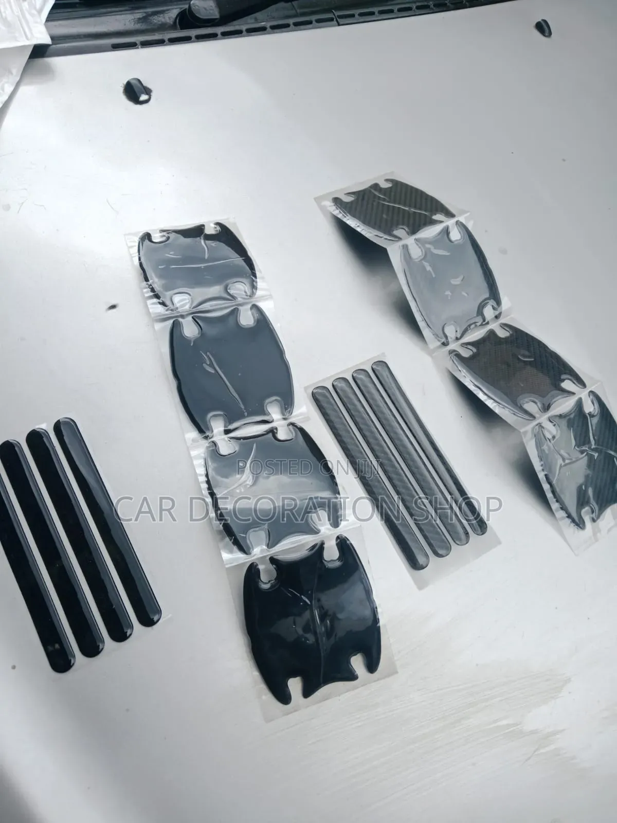 8pc Set Door Handle Bowl Anti-Colliosion Strips in Black and Carbon