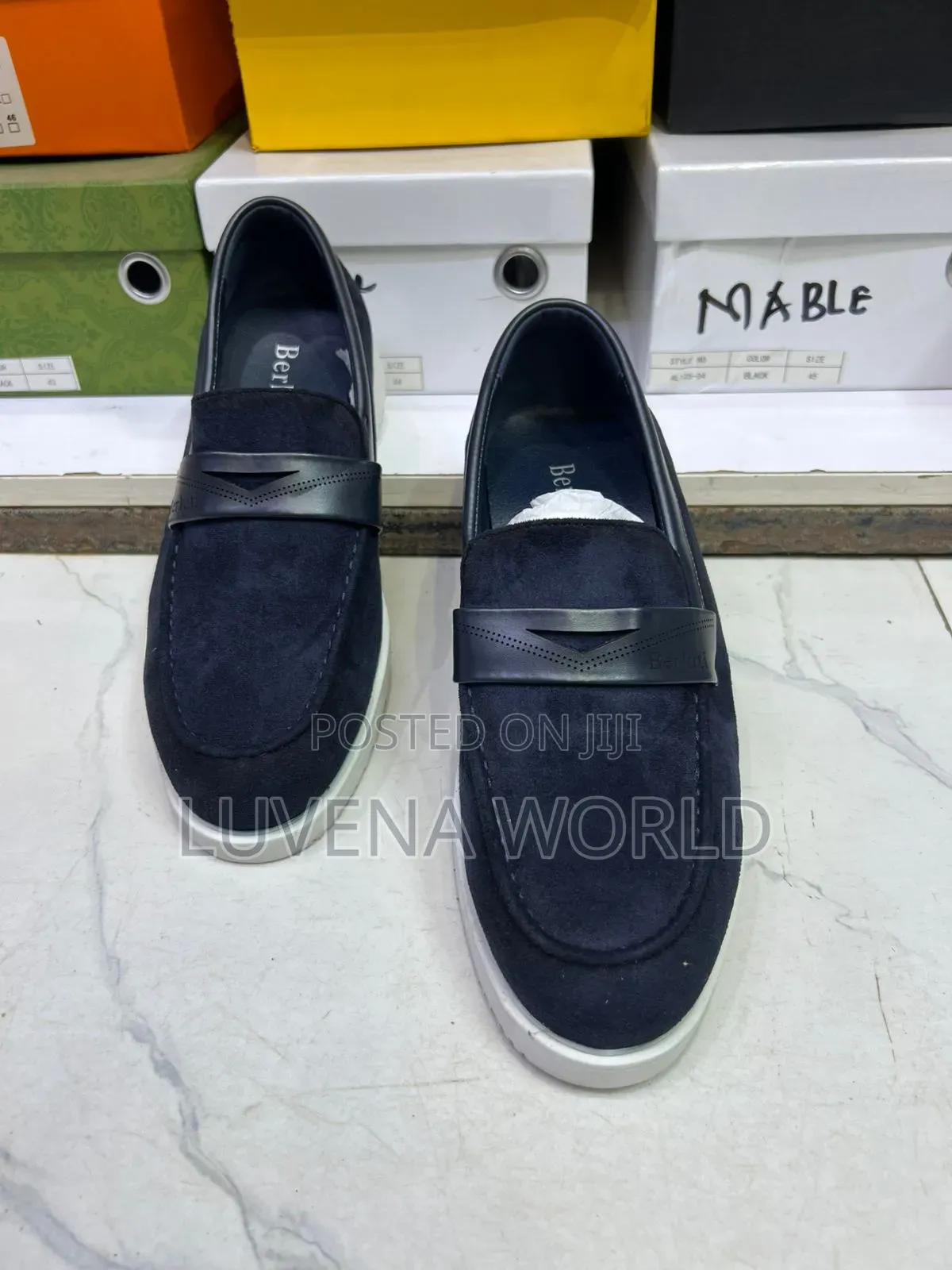 Berluti Navy Blue Loafers