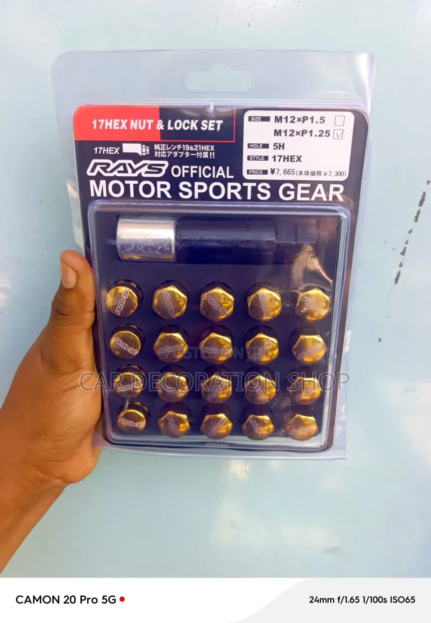 20pc Gold Closed End Wheel Tunerlug Nuts & Antitheft Locks