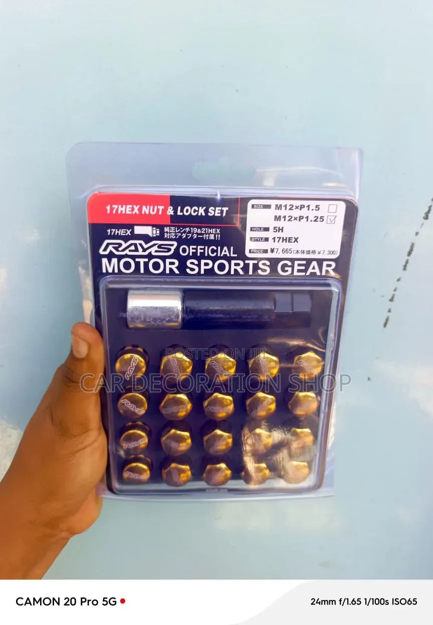 20pc Gold Closed End Wheel Tunerlug Nuts & Antitheft Locks