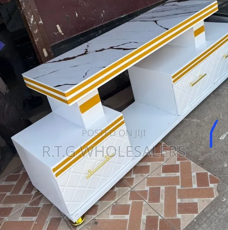 One Light Executive TV Stand With Marble Coating and Light