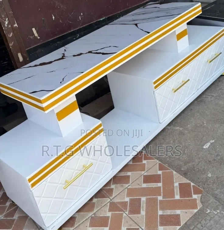 One Light Executive TV Stand With Marble Coating and Light