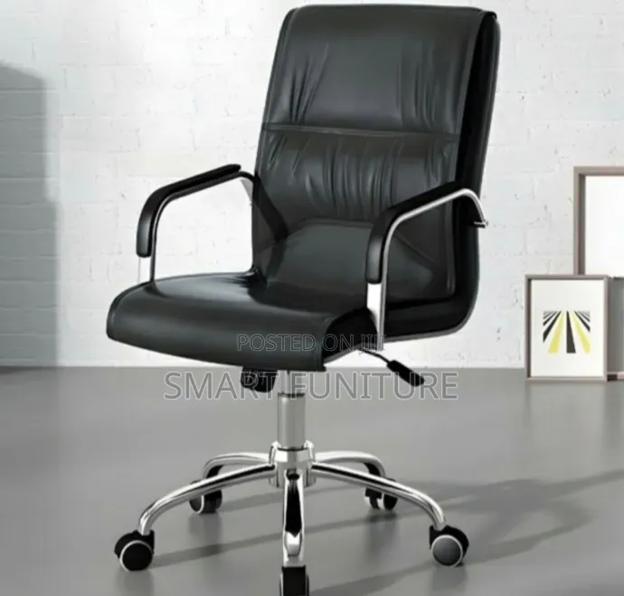 Pure Leather Office Chairs With Fixed Amrest