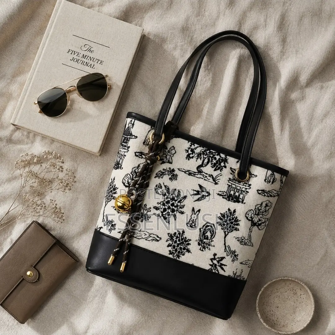 Classy Kiondo-Shape Canvas & Leather Handbag / Ladies Shoulder Tote