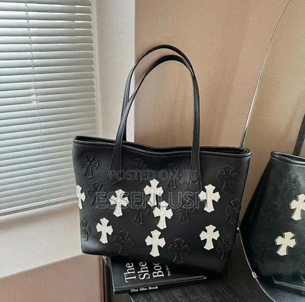 Chrome Hearts Cross Leather Tote Bag / Unisex Luxury Shoulder Bag