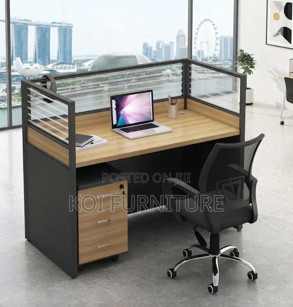 Office Workstation; One User MDF Brown Colored Station Desk