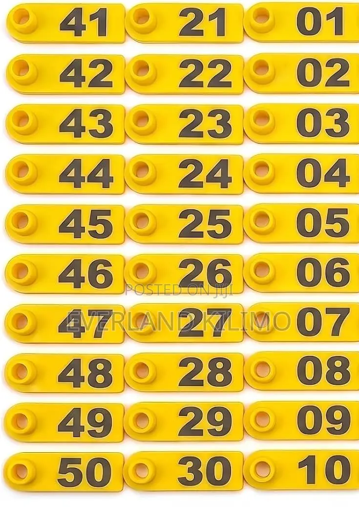 Heavy-Duty Livestock Identification Slim Ear Tags - Numbered