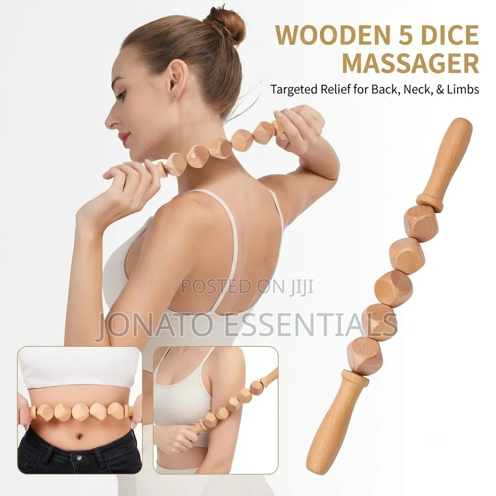 Wooden 5 Dice Massager Therapy Roller Body Muscle Relaxation