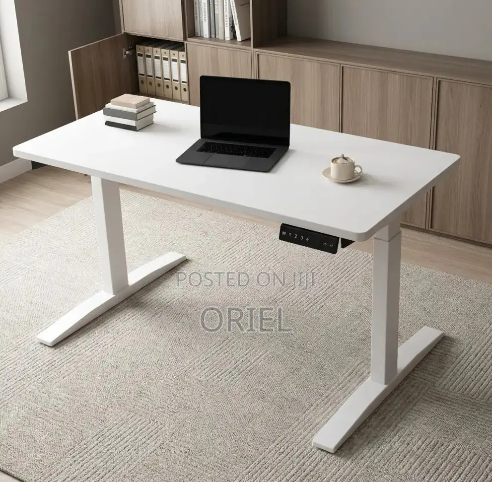 Electic Office Computer Desk : 1.4M White Standing Desk
