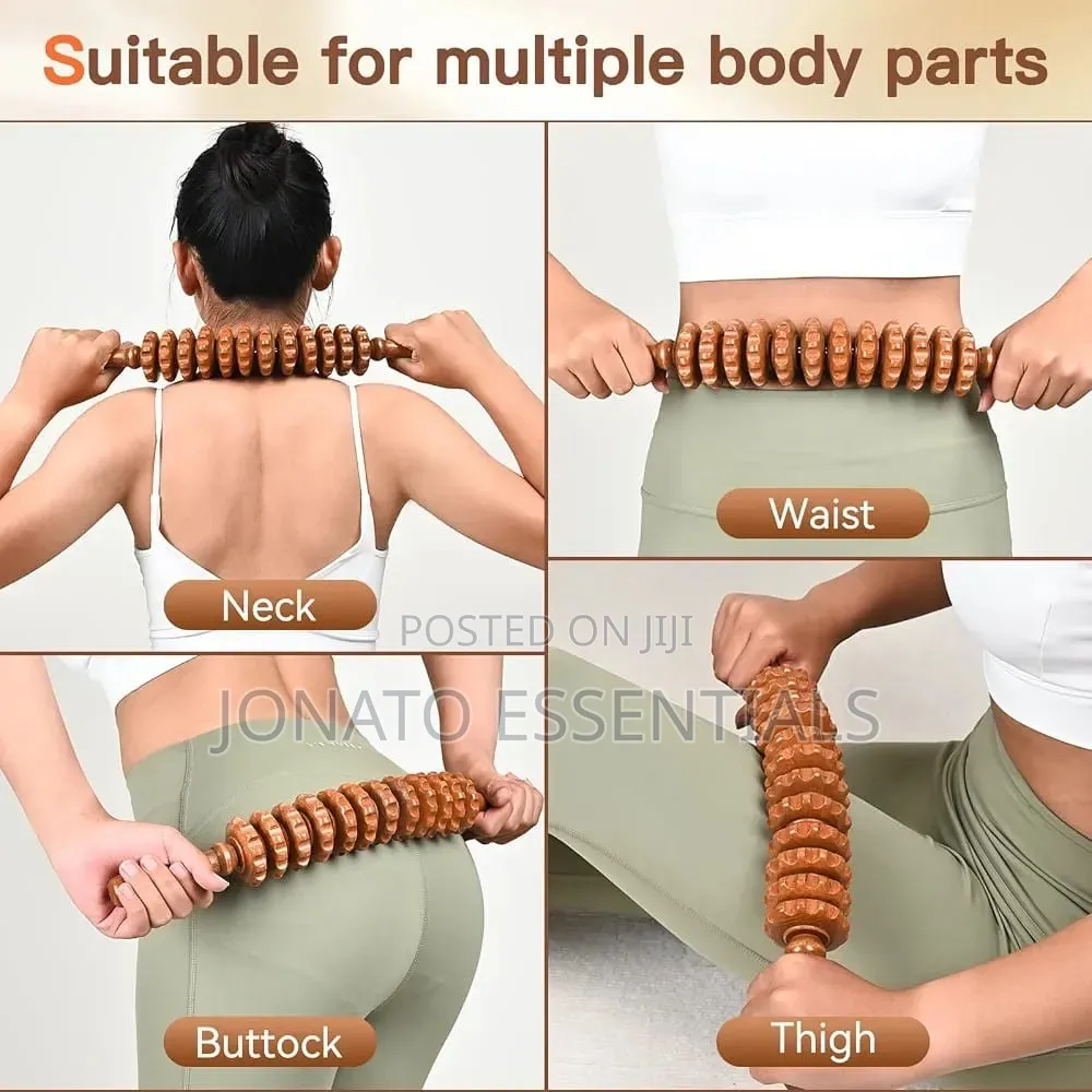 Curved Wooden Therapy Massage Roller Stick for Body Muscle Pain Relief