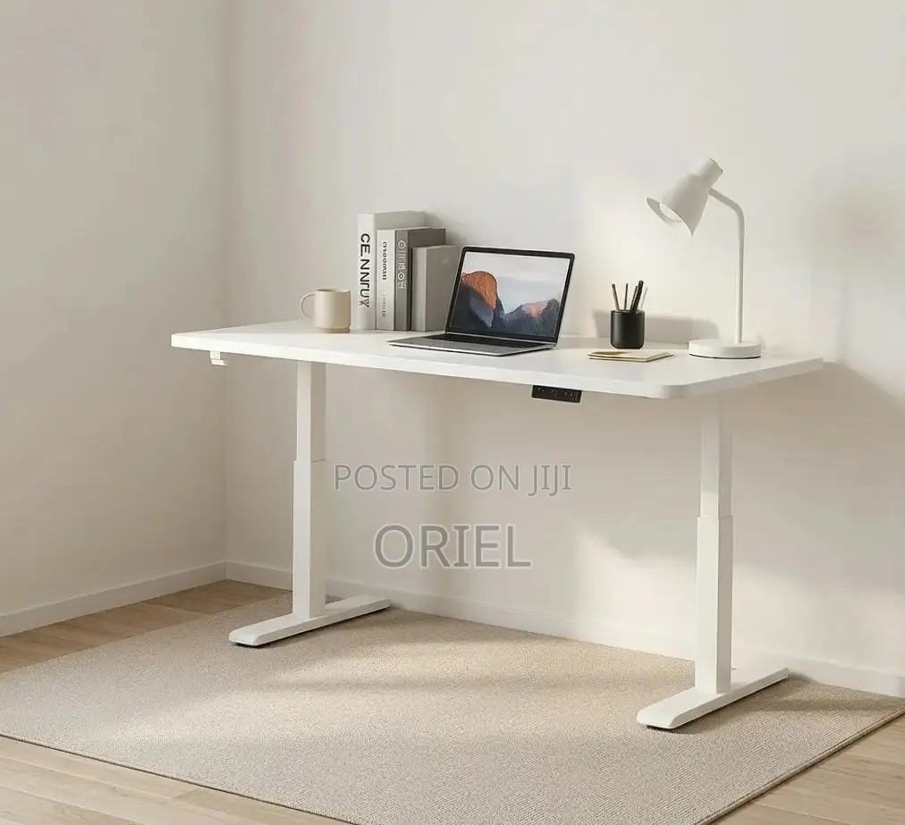 Electic Office Computer Desk : 1.4M White Standing Desk