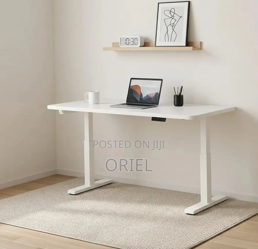 Electic Office Computer Desk : 1.4M White Standing Desk