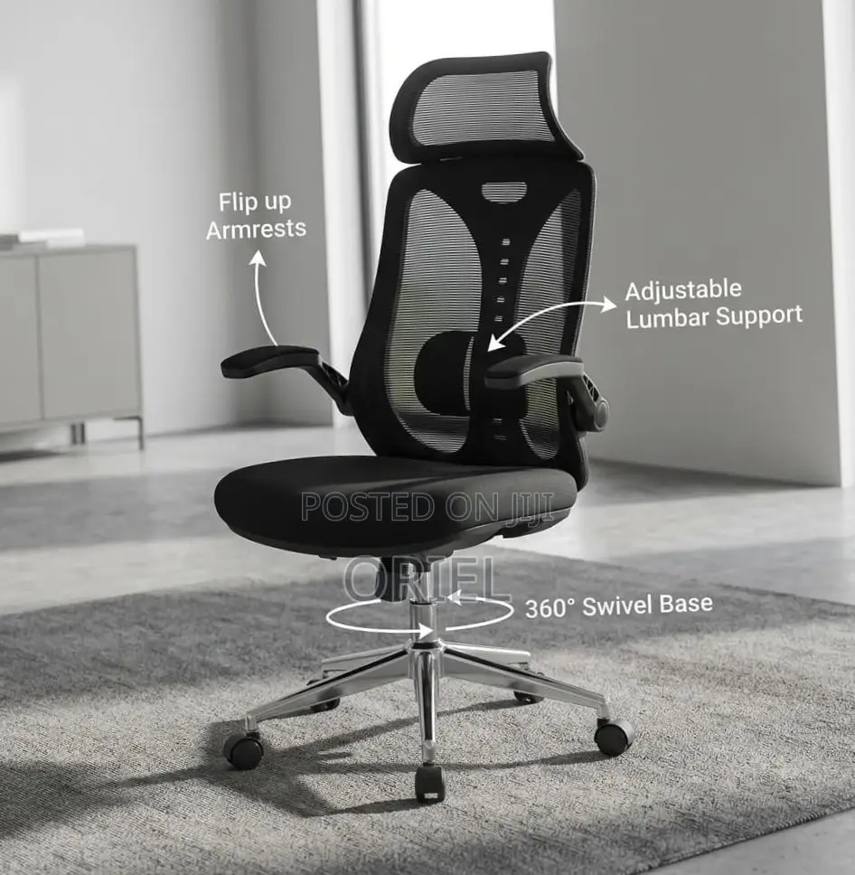 Office Chair : Ergonomic Swivel Chair With Flip Up Armrests