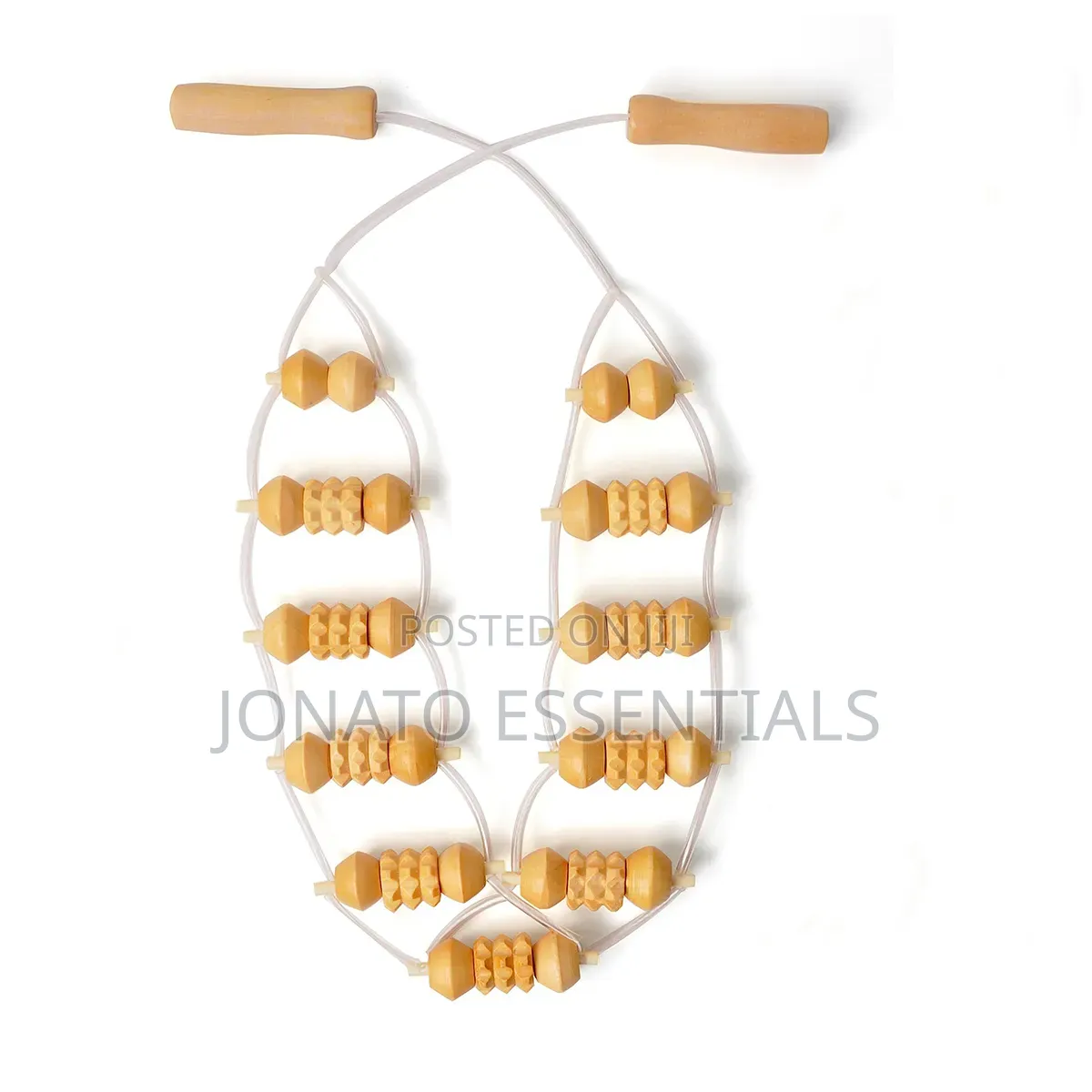 Wooden Back Massager Roller Rope Body Pain Relief Tool