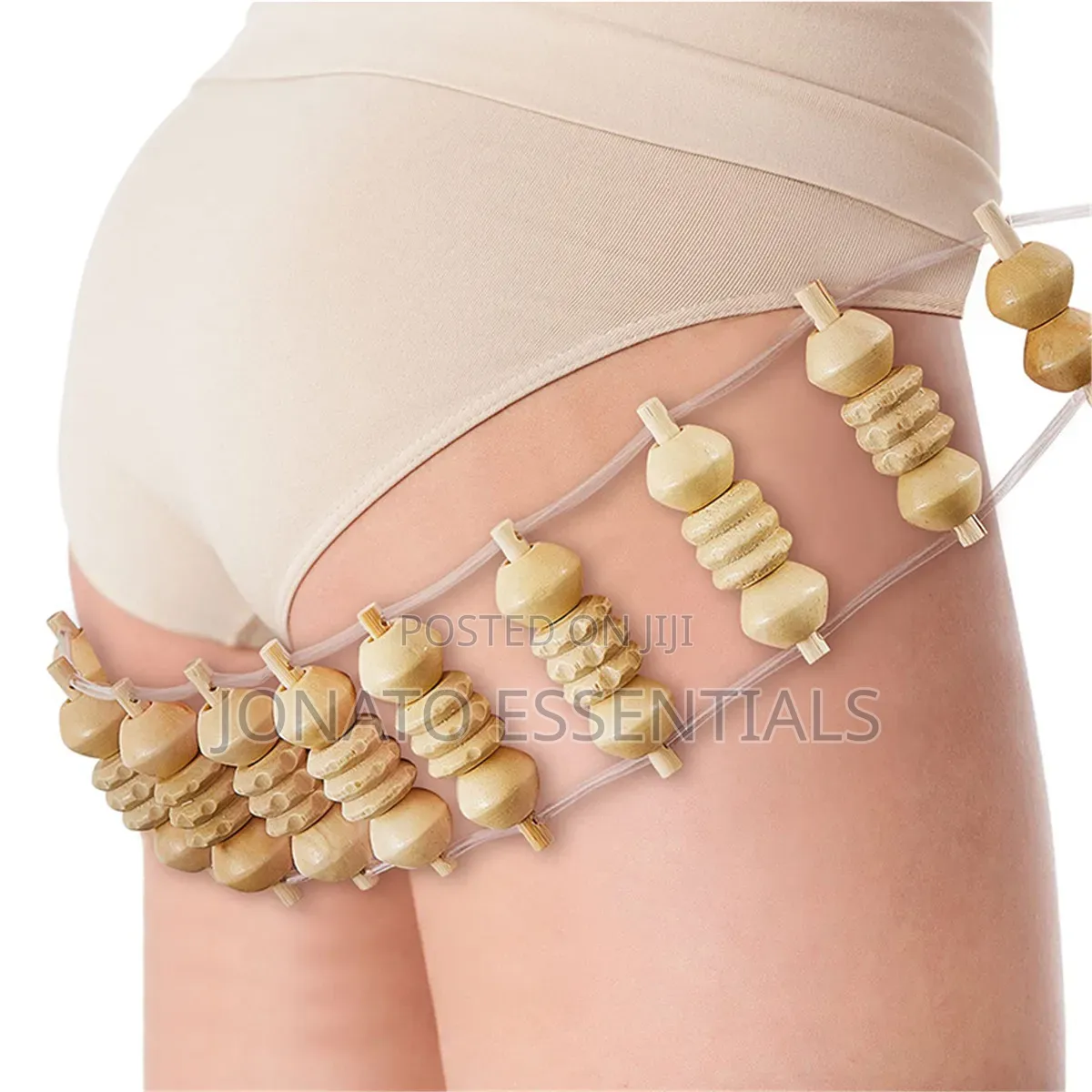 Wooden Back Massager Roller Rope Body Pain Relief Tool