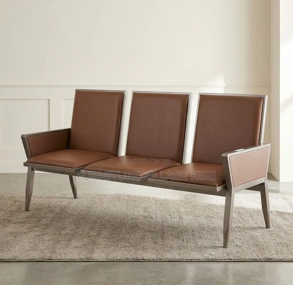 Office Furniture; 3-Seater Leather Reception Bench