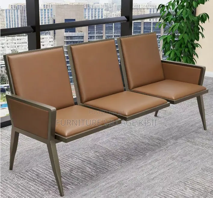 Office Furniture; 3-Seater Leather Reception Bench