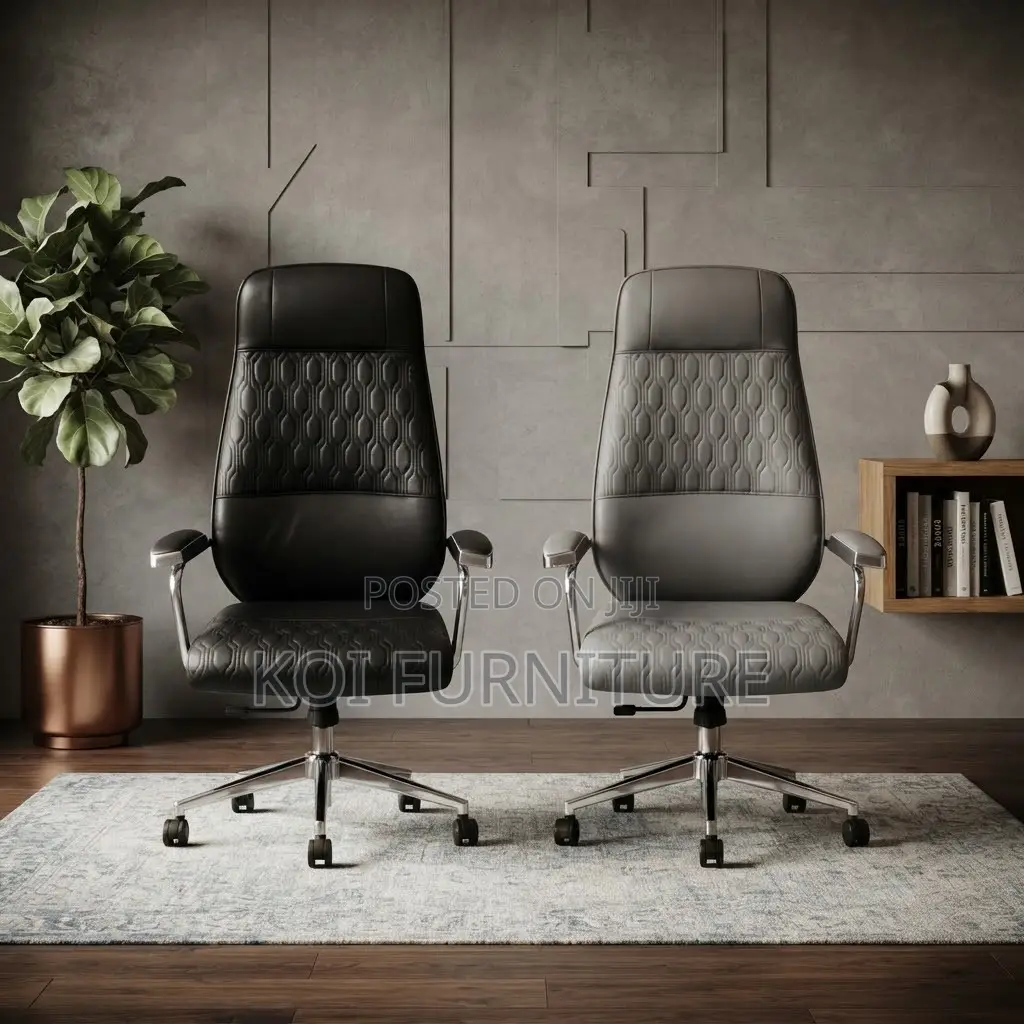 Office Chair; Leather High-Back Executive Office Chair