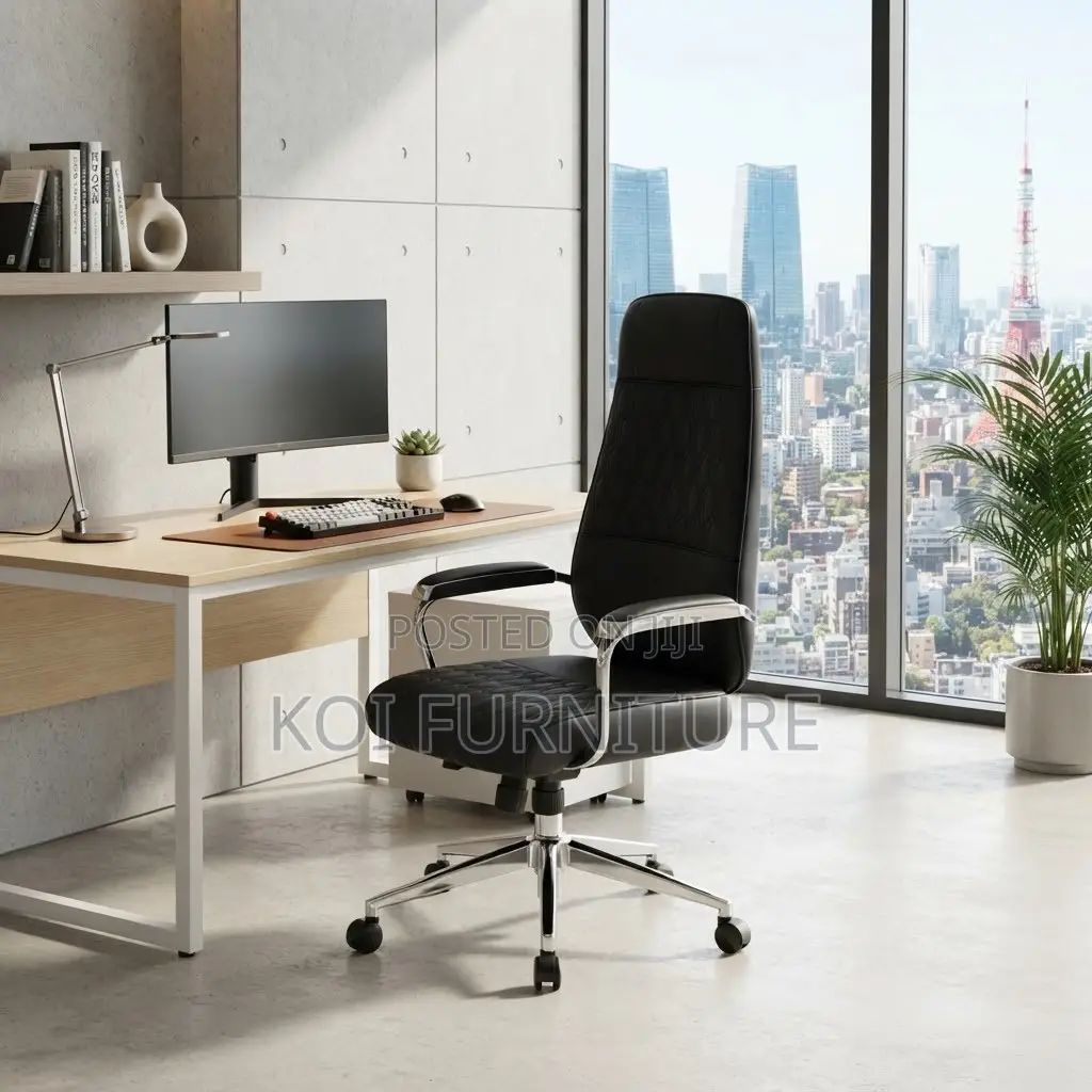 Office Chair; Leather High-Back Executive Office Chair