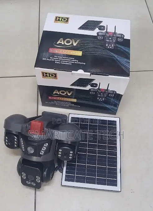 AOV V380 4G Solar PTZ Camera – Triple Lens Outdoor CCTV